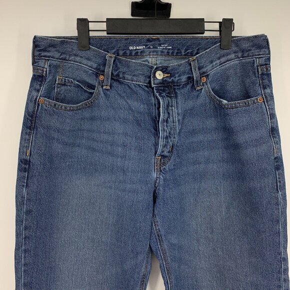 Old Navy Jeans Slouchy Taper Blue Mid Rise Button Fly 100% Cotton - Picture 3 of 9